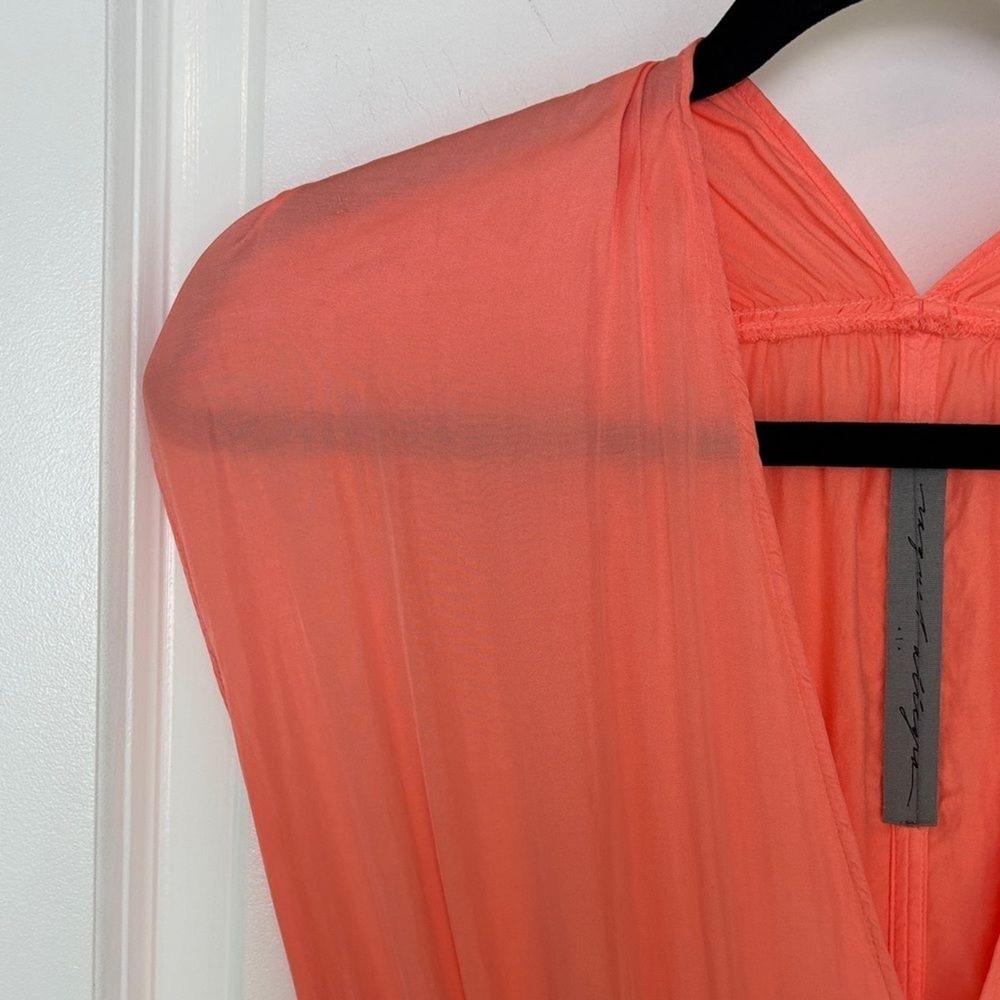 Raquel Allegra Daydream‎ Gathered Satin Maxi Dress In Orange Sunset Medium - Picture 5 of 12